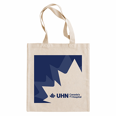 White tote bag with UHN, Canada's #1 Hospital logo